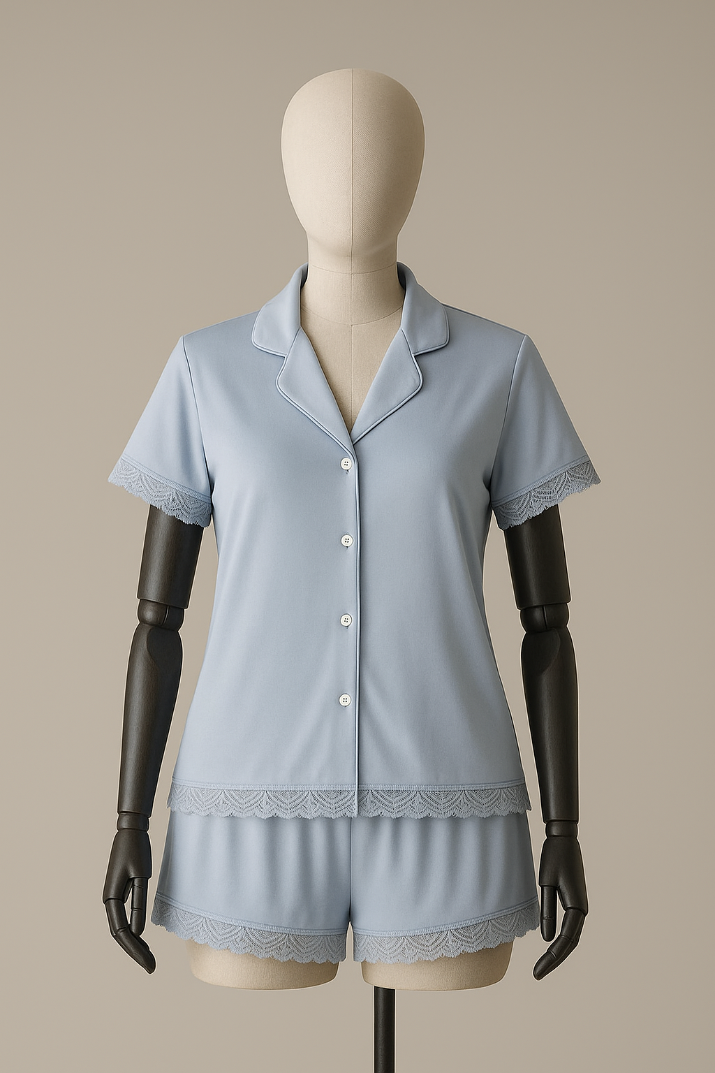 Pyjama Femme Satin Lilas avec Dentelle – Élégance et Douceur (PG257041)