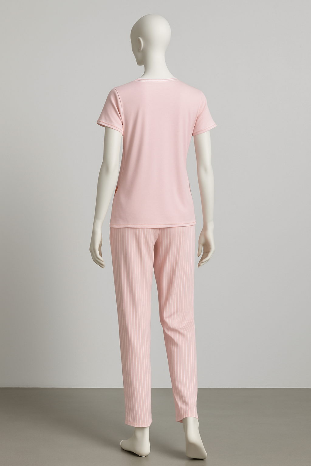 Pyjama Femme Confort Élégant – Vert Sauge Rayé ( PG257031)
