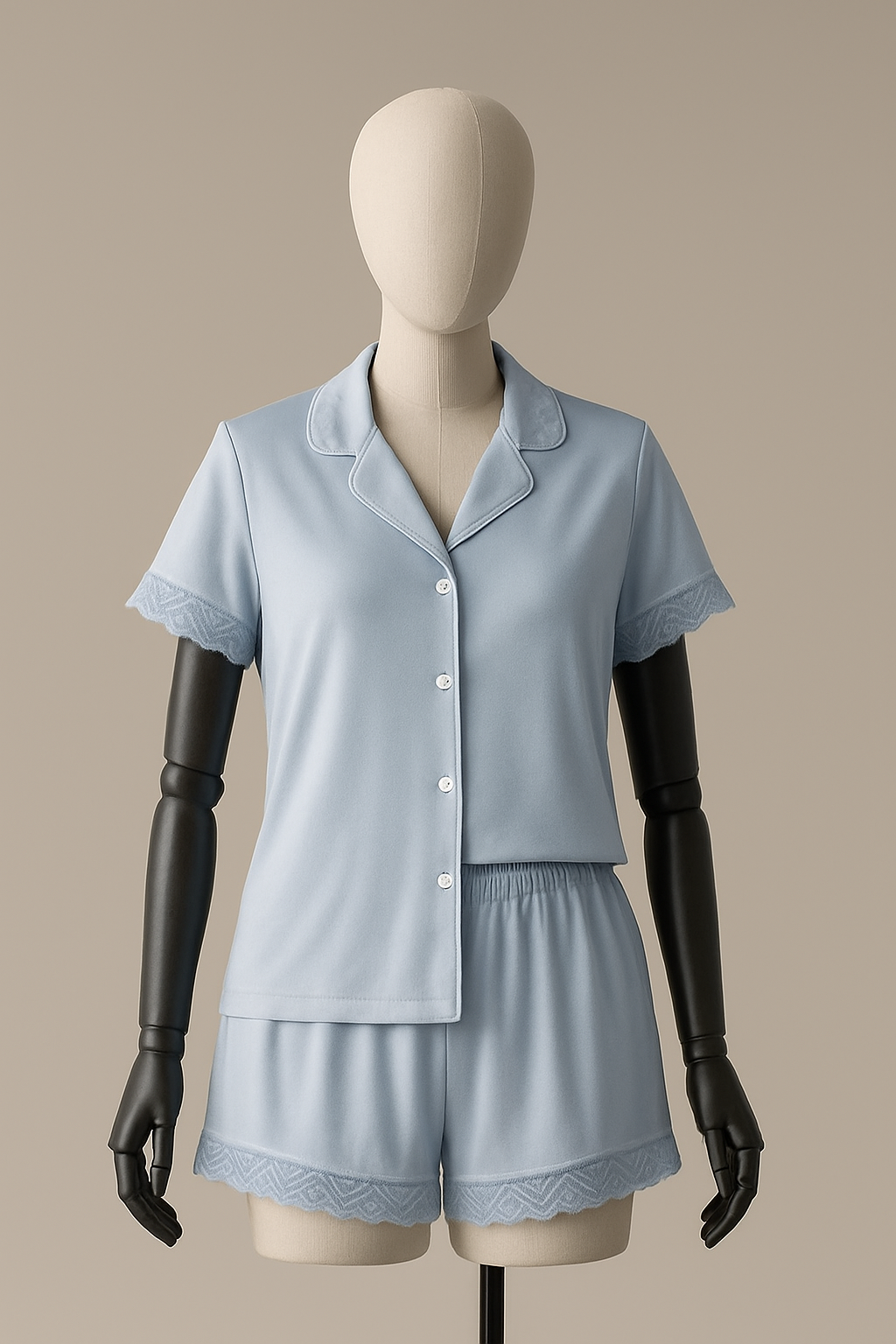 Pyjama Femme Satin Lilas avec Dentelle – Élégance et Douceur (PG257041)