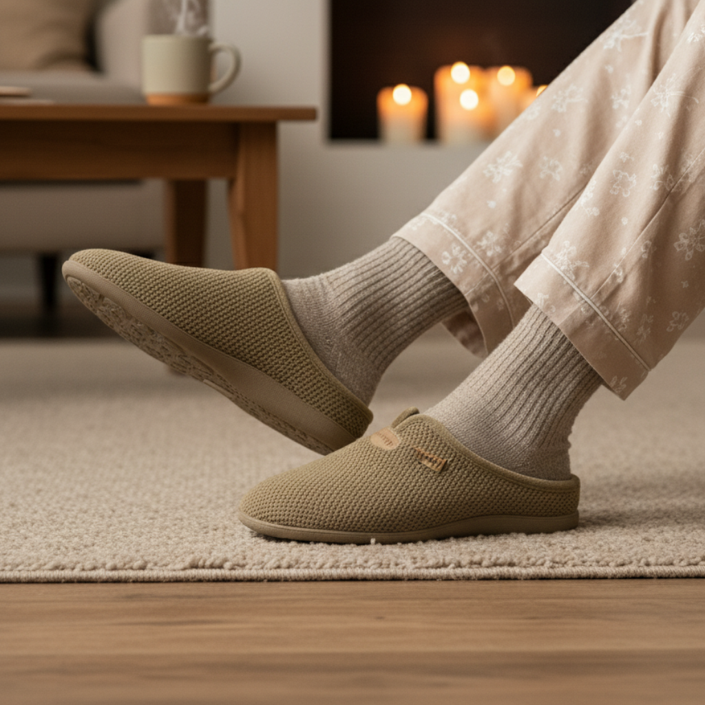 Pantoufles femme beige hiver intérieures douces Espagne – Bombas Maroc