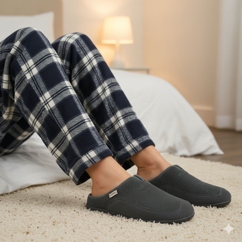 Pantoufles homme gris foncé hiver chaudes et élégantes – Bombas Maroc