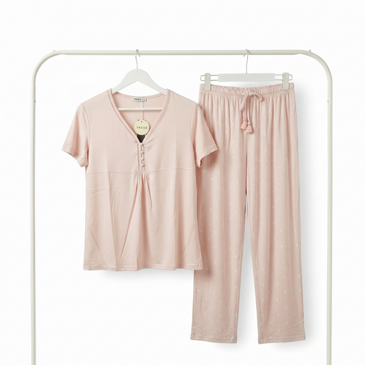 Pyjama femme doux et respirant rose nude – style chic Maroc