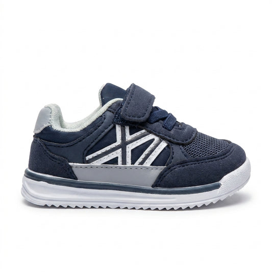 Basket bébé BONINO bleu marine et gris – vue de profil