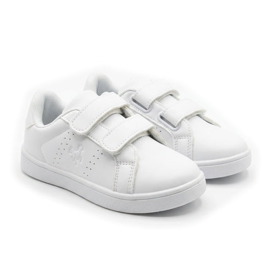 Kids' Double Velcro Sneakers – White – three-quarter view