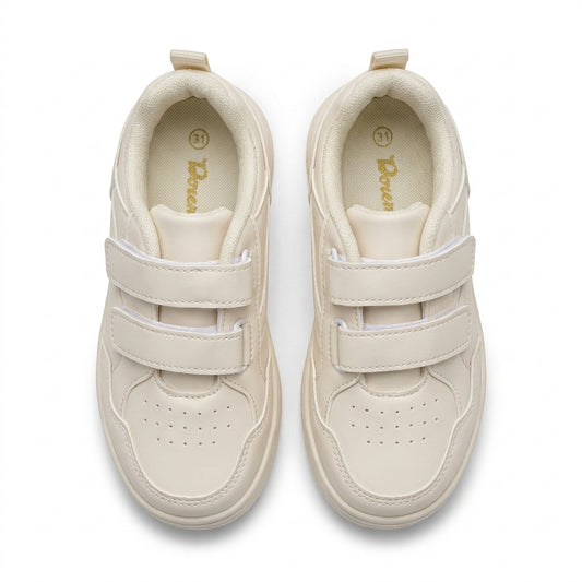 Baskets enfant unisexes à double scratch beige crème – vue de dessus