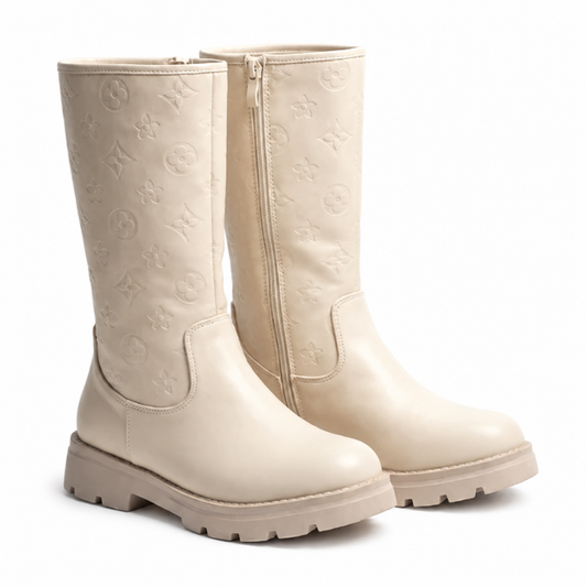 Bottes fille tendance crème vue 1 – Bombas Maroc