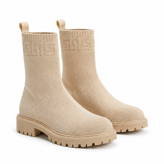 Bottines Femme Beige en Maille – Bombas Maroc