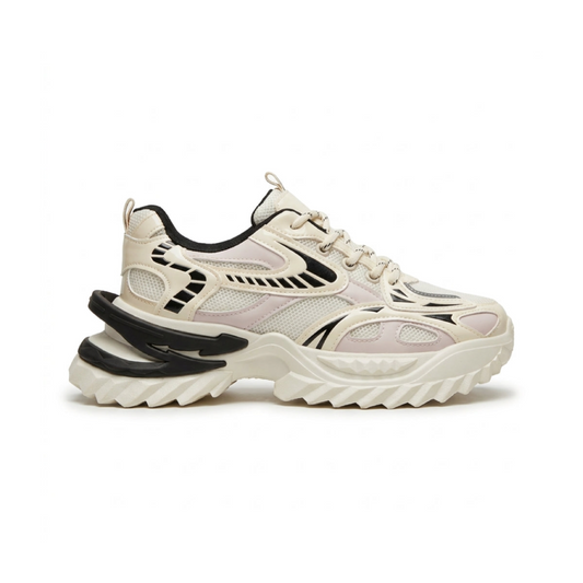 Sneakers femme chunky beige, rose et noir sur fond blanc – BOMBAS Maroc