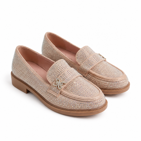 Mocassins Fille en Velours Beige – Bombas Maroc