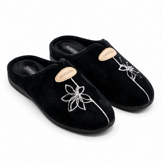 Pantoufles femme PANMODA noir – vue paire – Bombas Maroc