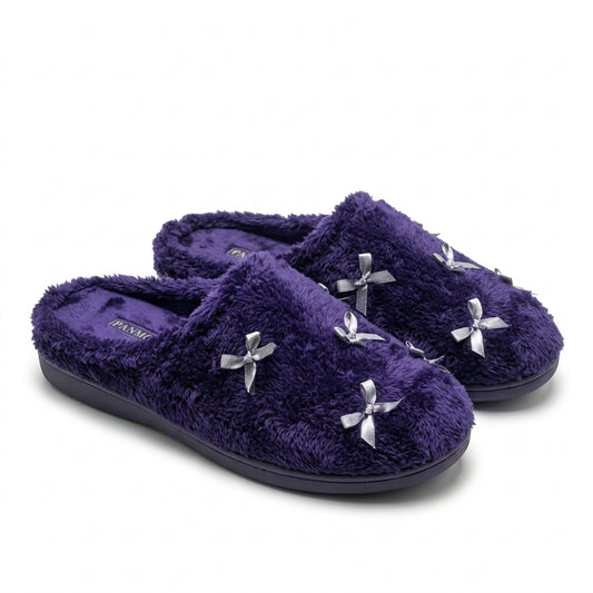Pantoufles Femme Hiver PANMODA Violet Nœuds – Bombas Maroc