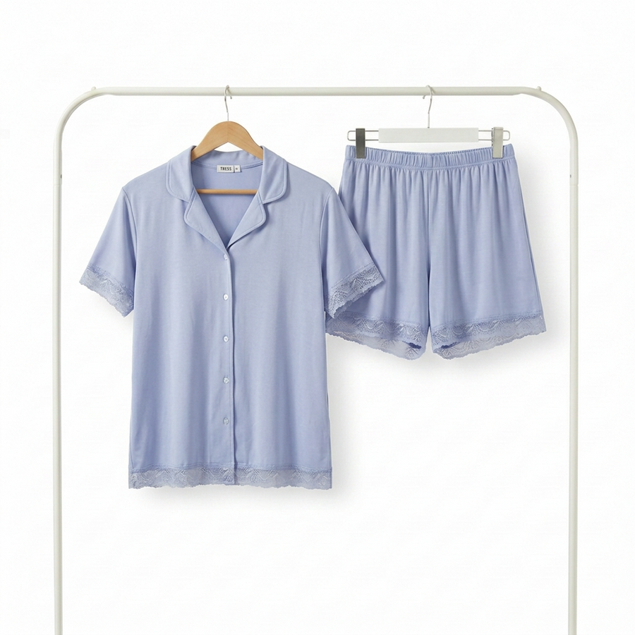 Pyjama Tress Femme Blue à Motif– Importé d’Espagne 🇪🇸