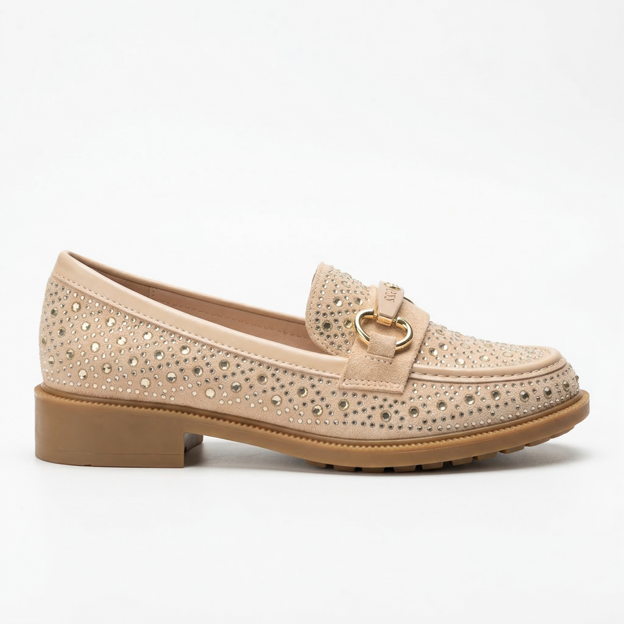 Mocassins Fille Beige à Strass – Importés d’Espagne 🇪🇸