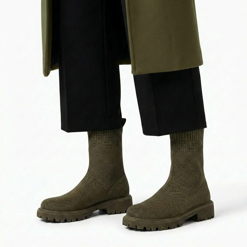 Bottines Femme Kaki en Maille – Importées d’Espagne 🇪🇸