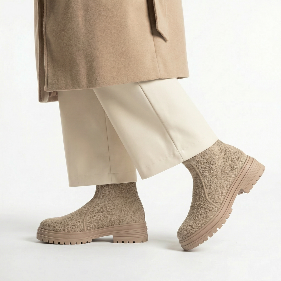 Bottines Femme beige Style Chaussette – Importées d’Espagne 🇪🇸