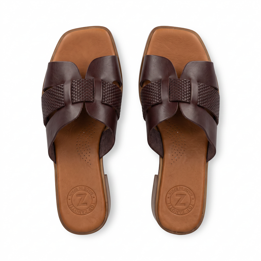 Sandales Femme Talon en Cuir Véritable – Top Zanotli – Made in Spain 🇪🇸 – Marron