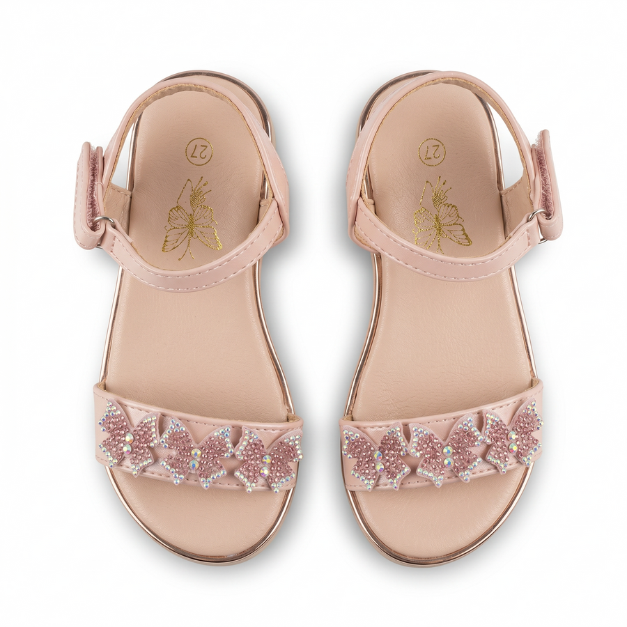 Sandales Fille Rose Papillons Strass – Semelle Plateforme – Importées d'Espagne 🇪🇸