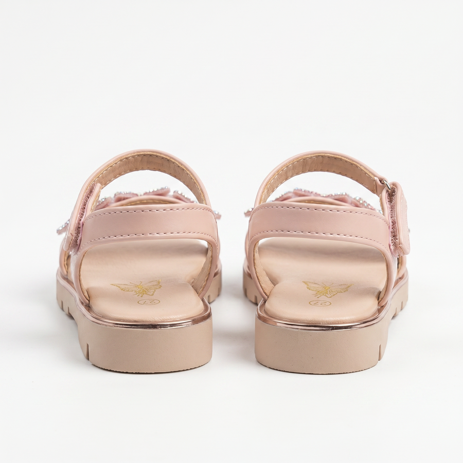 Sandales Fille Rose Papillons Strass – Semelle Plateforme – Importées d'Espagne 🇪🇸