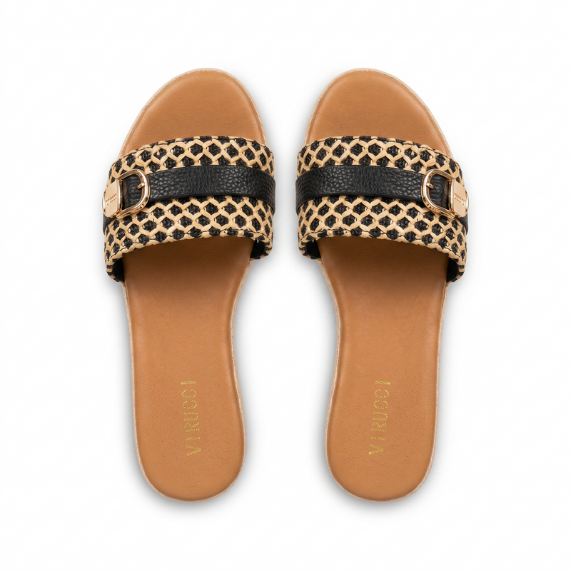 Sandales Compensées Virucci Tressées Noir Beige – Bombas Importé d'Espagne 🇪🇸