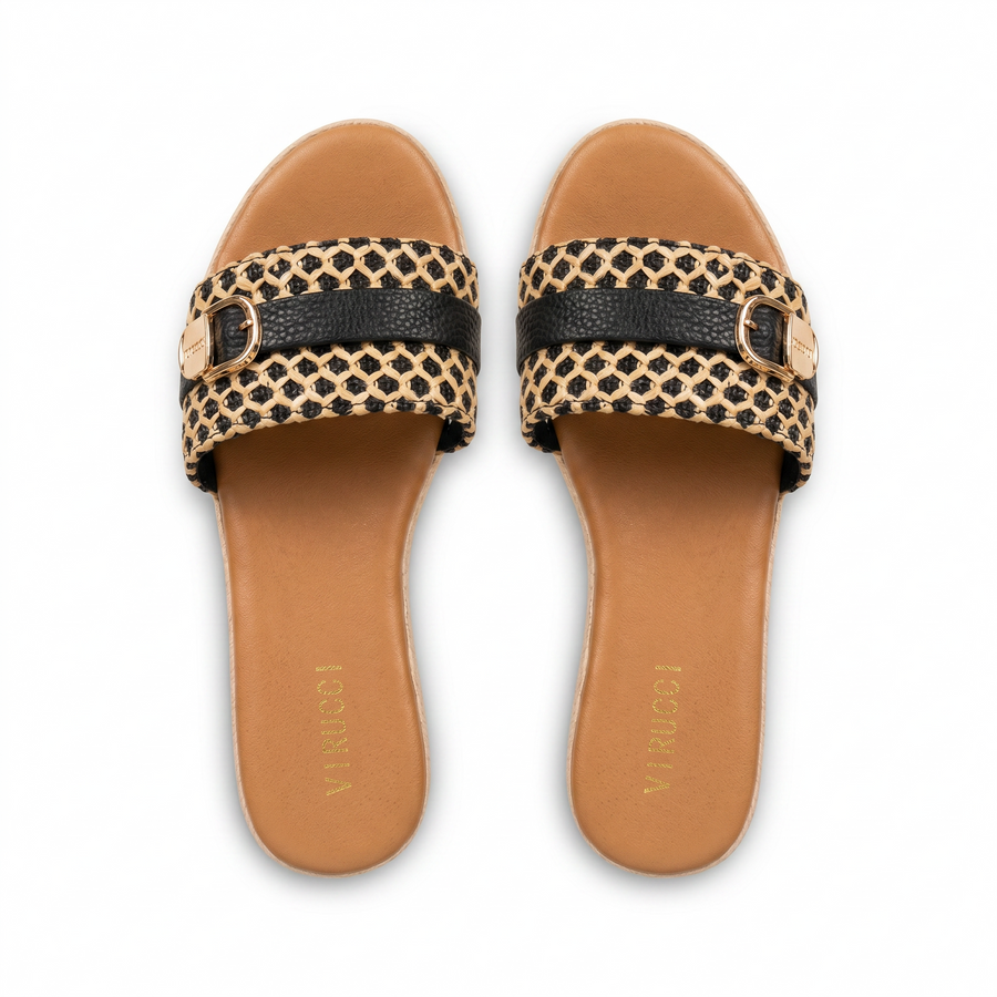 Sandales Compensées Virucci Tressées Noir Beige –  Importées d'Espagne 🇪🇸
