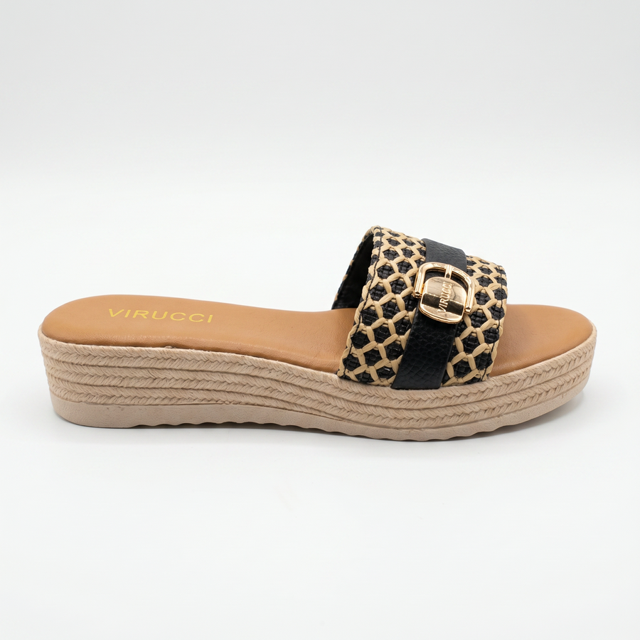 Sandales Compensées Virucci Tressées Noir Beige –  Importées d'Espagne 🇪🇸