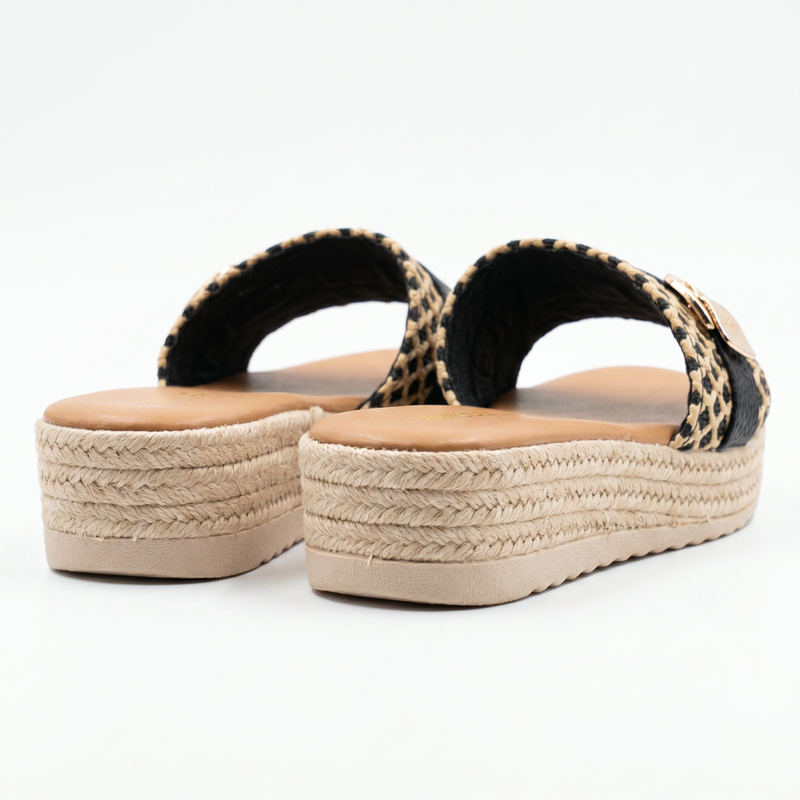 Sandales Compensées Virucci Tressées Noir Beige –  Importées d'Espagne 🇪🇸