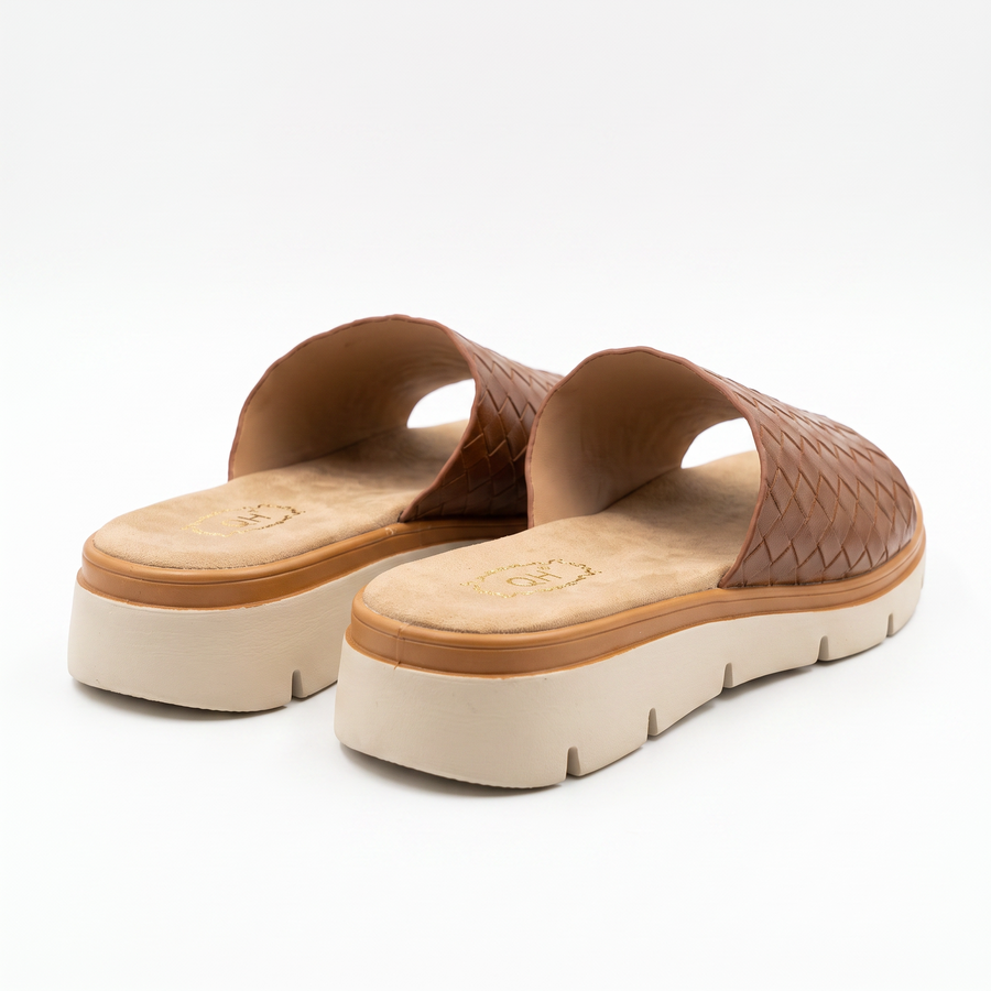 Sandale Femme Cuir Tresse Camel QH - Importées d’Espagne 🇪🇸 - Camel