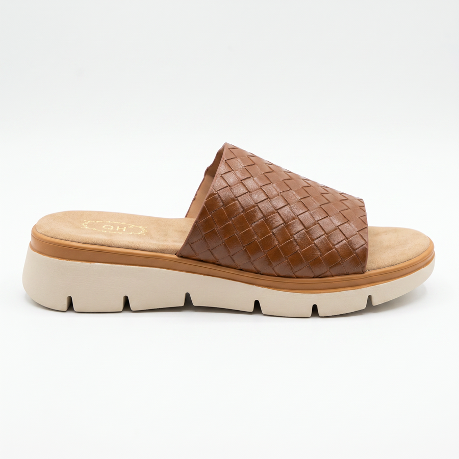 Sandale Femme Cuir Tresse Camel QH - Importées d’Espagne 🇪🇸 - Camel