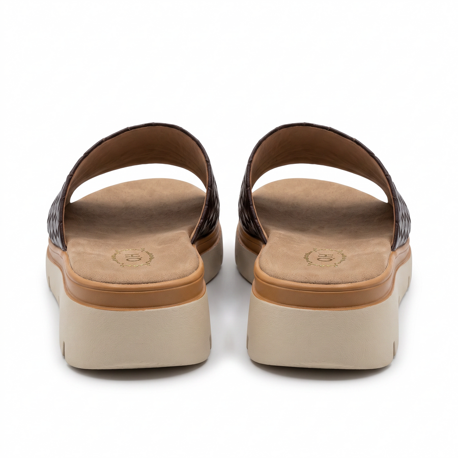 Sandale Femme Cuir Tresse Marron QH – Importées d’Espagne 🇪🇸  – Marron