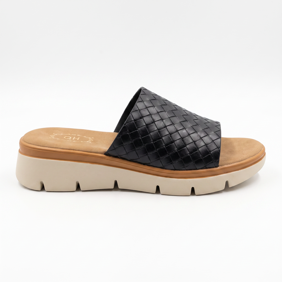 Sandale Femme Cuir Tresse QH – Importées d’Espagne 🇪🇸  – Noir