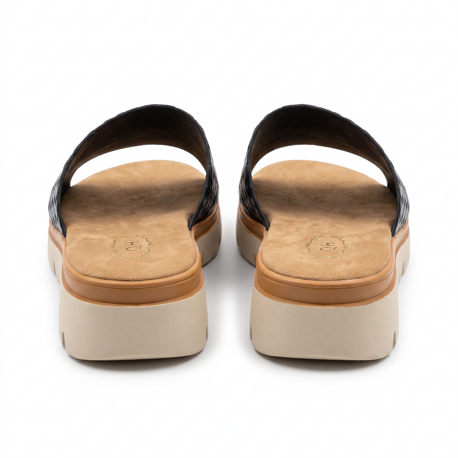 Sandale Femme Cuir Tresse QH – Importées d’Espagne 🇪🇸  – Noir