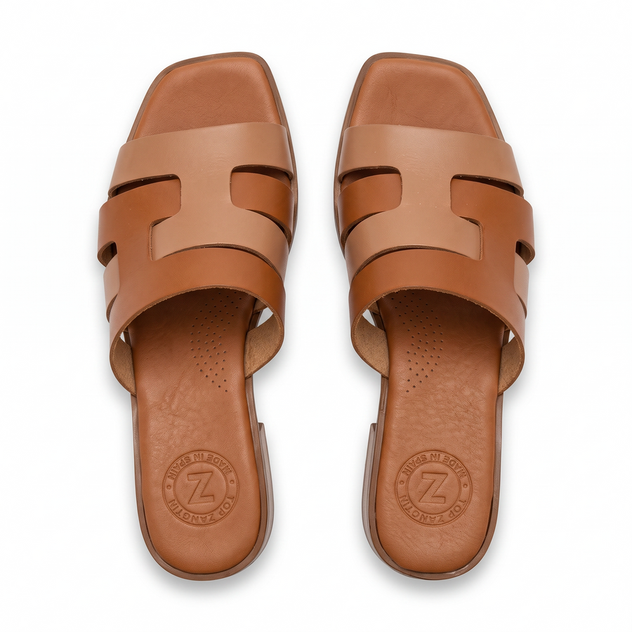 Sandales Femme Talon en Cuir Véritable – Top Zanotli – Made in Spain 🇪🇸 – Camel