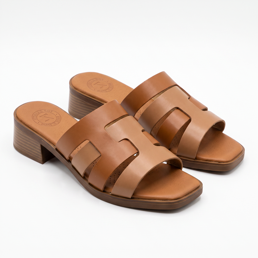 Sandales Femme Talon en Cuir Véritable – Top Zanotli – Made in Spain 🇪🇸 – Camel