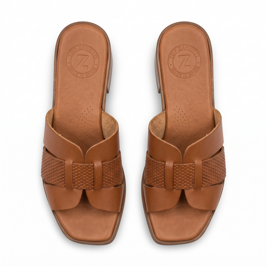 Sandales Femme Talon en Cuir Véritable – Top Zanotli – Made in Spain 🇪🇸 – Camel
