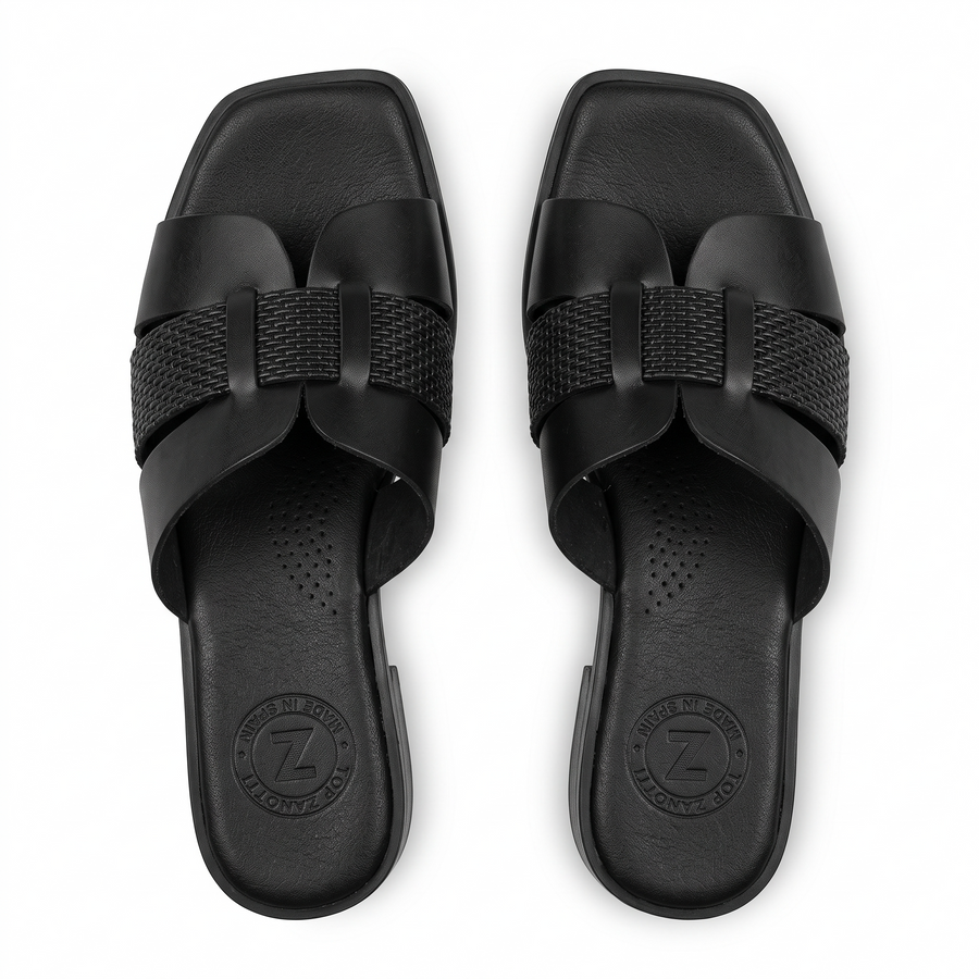 Sandales Femme Talon en Cuir Véritable – Top Zanotli – Made in Spain 🇪🇸 – Noir