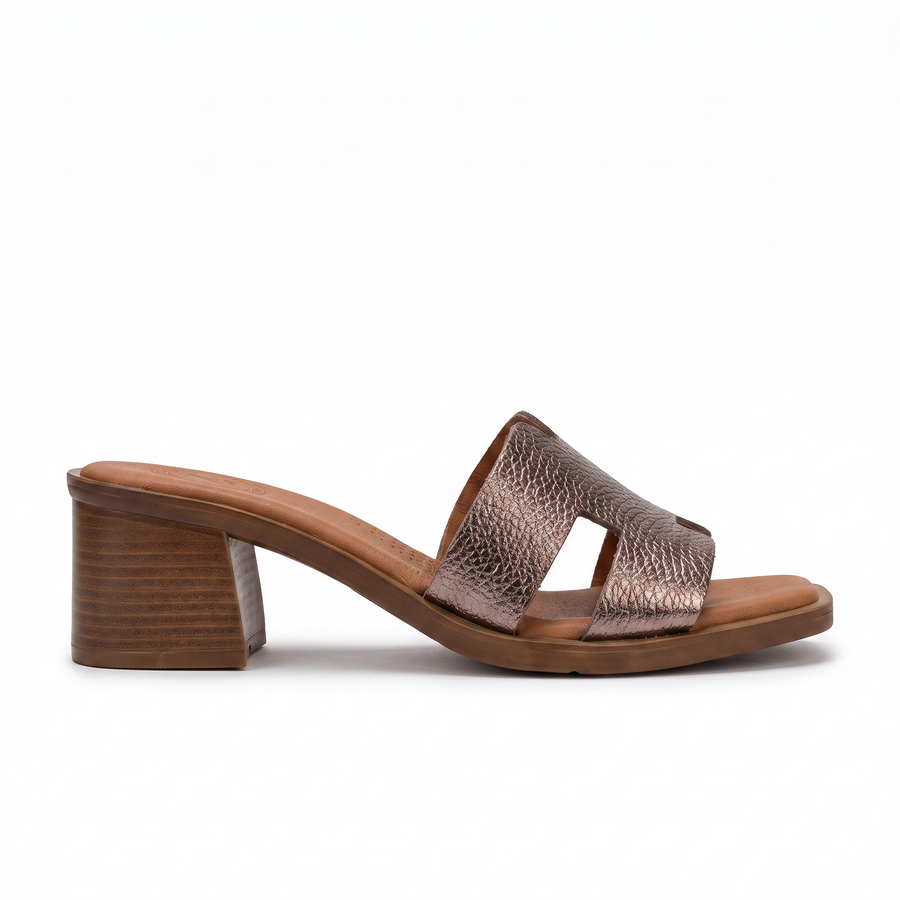 Sandales Femme Talon en Cuir Véritable Bride H – Top Zanotli – Made in Spain 🇪🇸 – Bronze