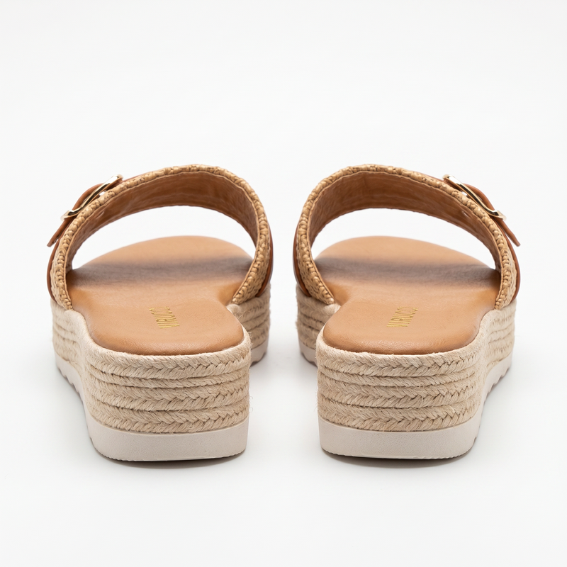 Sandales Compensées Virucci Tressées Camel – Bombas Importé d'Espagne 🇪🇸
