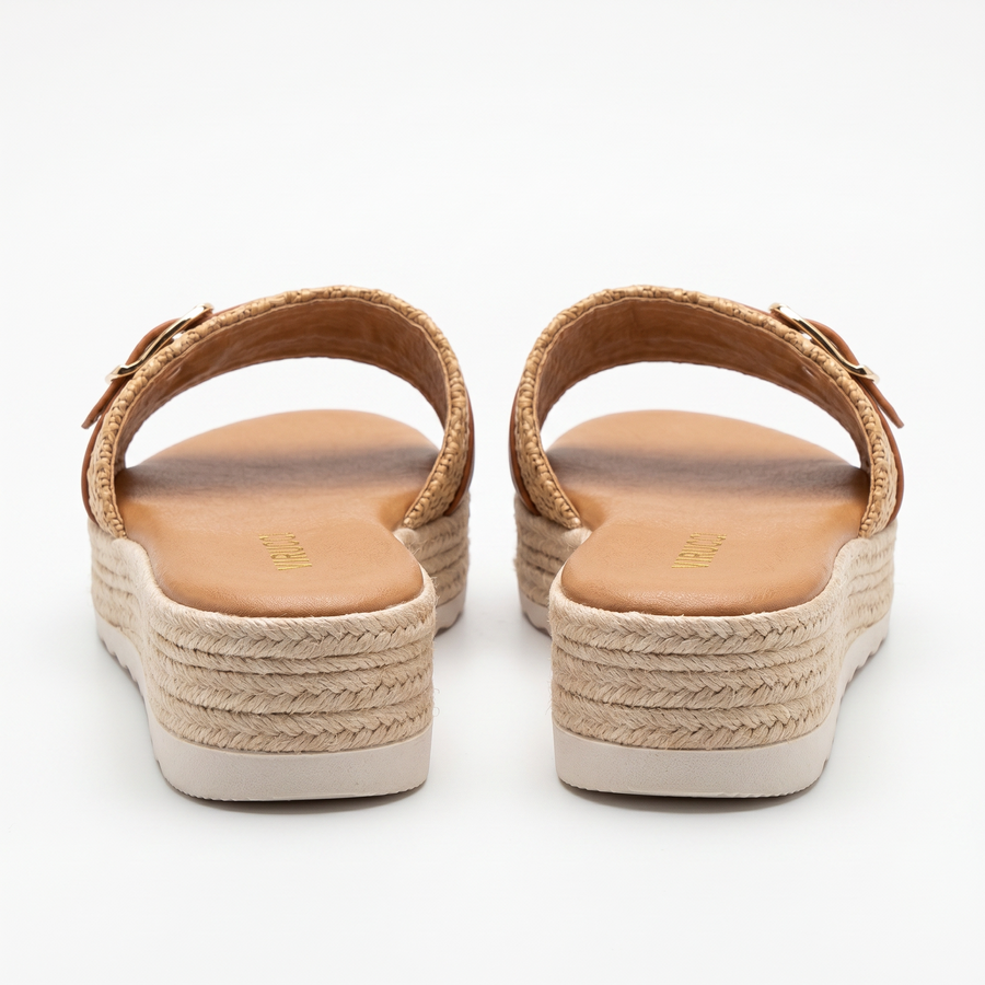 Sandales Compensées Virucci Tressées Camel – Importées d'Espagne 🇪🇸