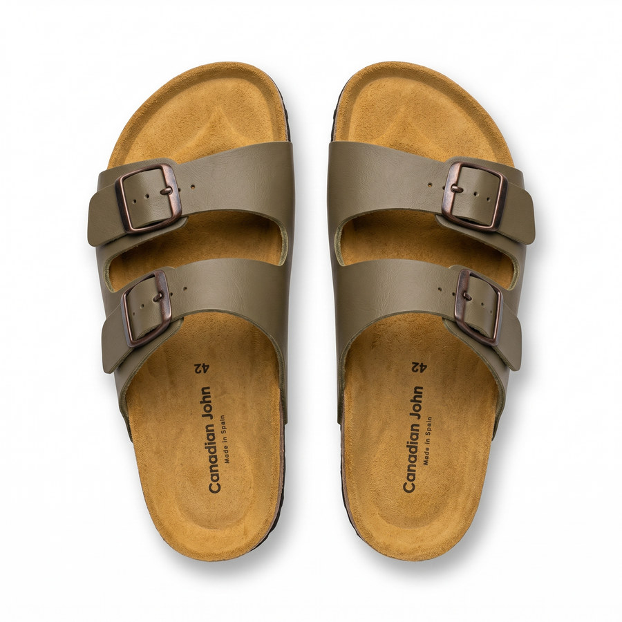 Sandales Homme Canadian John Cuir – Made in Spain 🇪🇸 – Kaki