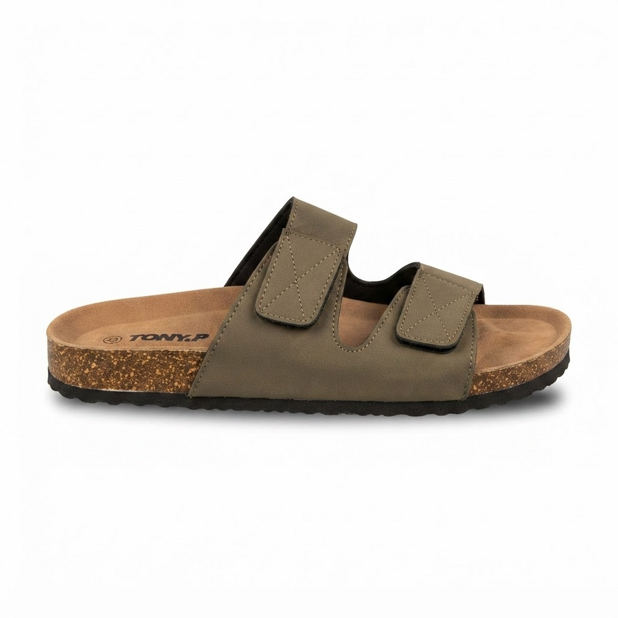 Sandales Homme Doubles Brides Ajustables – Importées d’Espagne 🇪🇸 – kaki