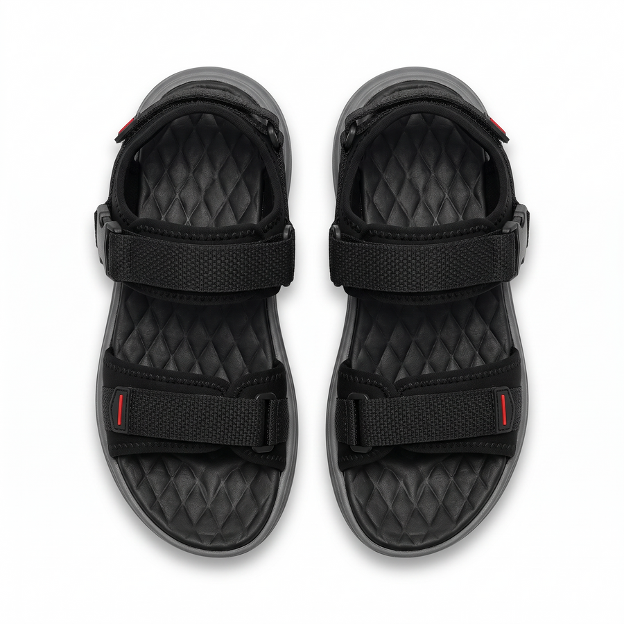 Sandale Sport Homme Double Velcro Boucle Clip - Importees d'Espagne 🇪🇸 - Noir