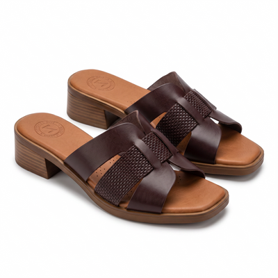 Sandales Femme Talon en Cuir Véritable – Top Zanotli – Made in Spain 🇪🇸 – Marron
