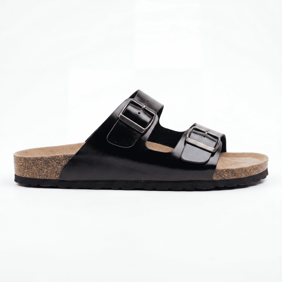 Sandales Homme Doubles Brides à Boucles Métalliques – Importées d'Espagne 🇪🇸 – Noir