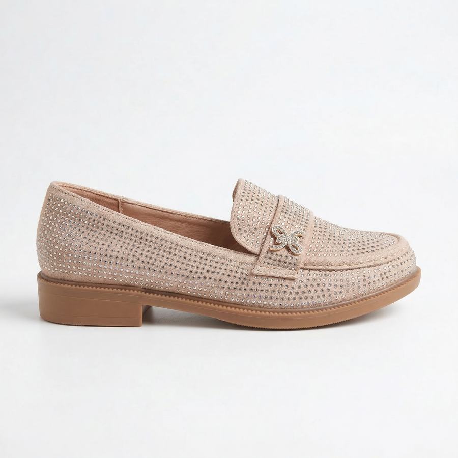Mocassins Fille en Velours Beige – Importés d’Espagne 🇪🇸