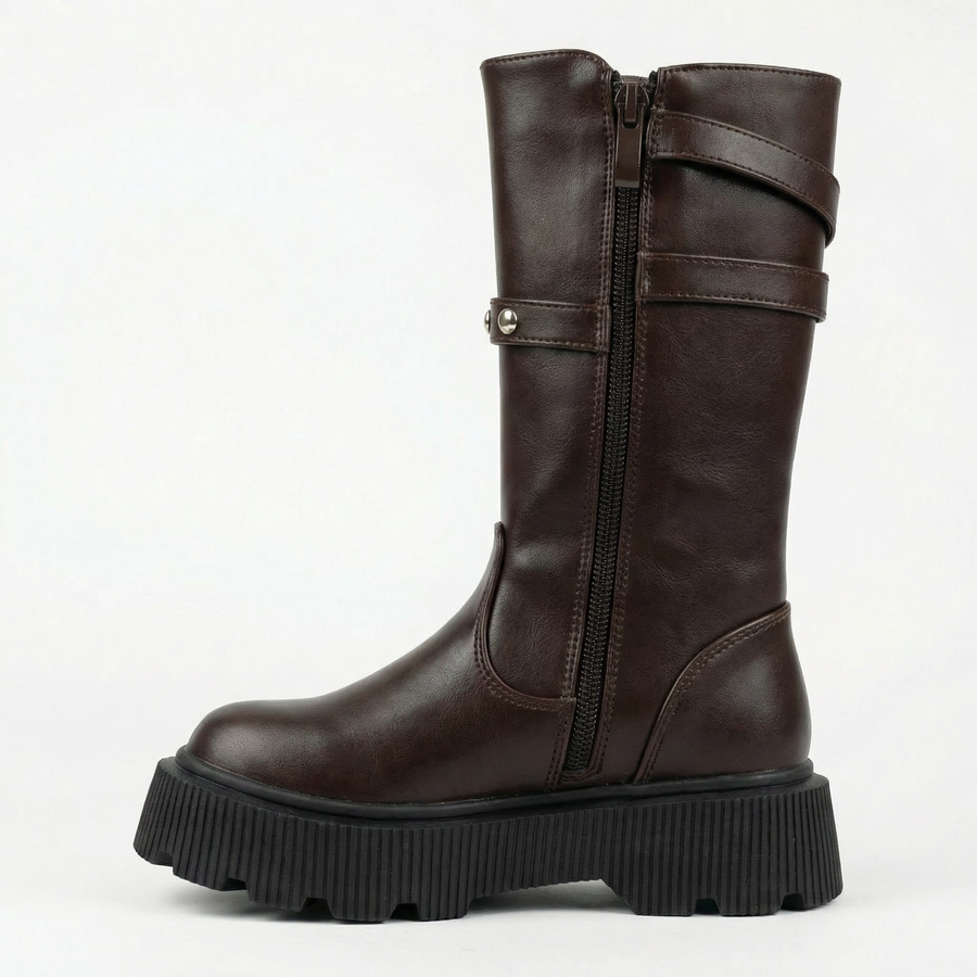 Bottes biker fille chocolat – Importées d’Espagne 🇪🇸