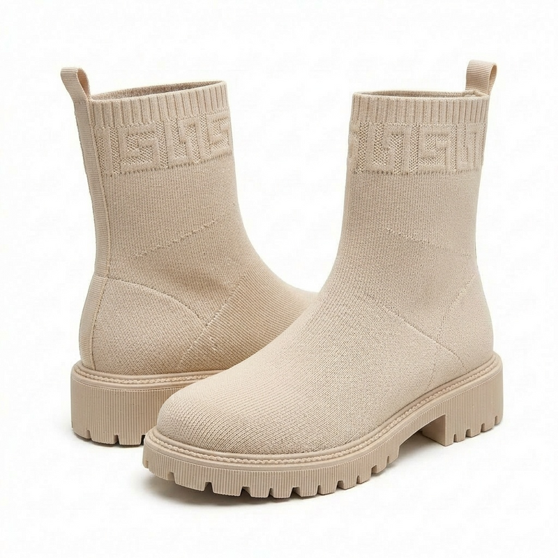 Bottines Femme Beige en Maille – Importées d’Espagne 🇪🇸
