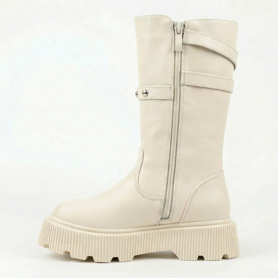 Bottes biker fille ivoire – Importées d’Espagne 🇪🇸