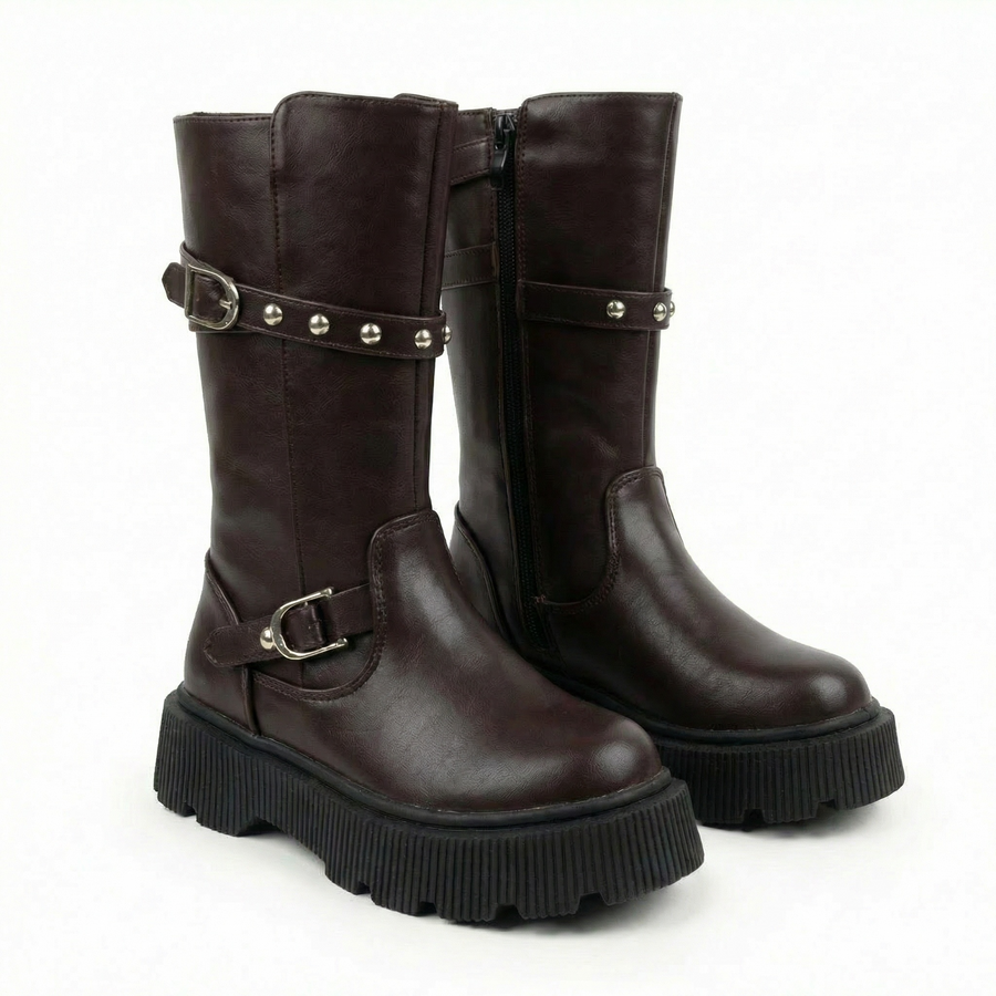 Bottes biker fille chocolat – Importées d’Espagne 🇪🇸