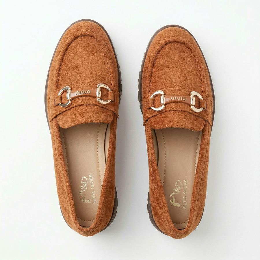 Mocassins femme en velours camel – Importé d’Espagne 🇪🇸