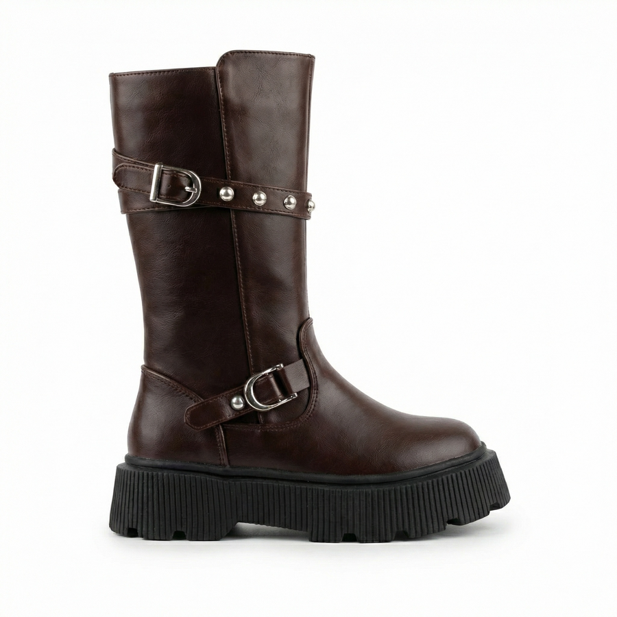 Bottes biker fille chocolat – Importées d’Espagne 🇪🇸